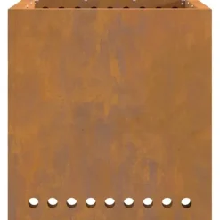 Best Moderne firkantet bålsted i forvitret stål | Størrelse: 48x48x50 cm | Farve: Brun Pejse