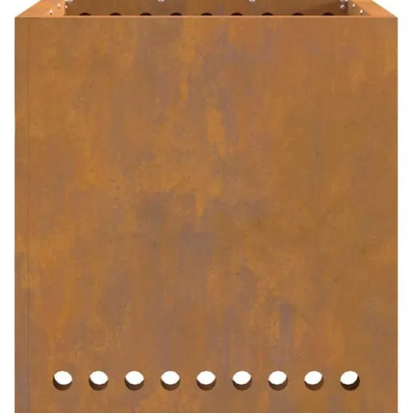 Best Moderne firkantet bålsted i forvitret stål | Størrelse: 48x48x50 cm | Farve: Brun Pejse