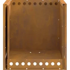 Best Moderne firkantet bålsted i forvitret stål | Størrelse: 48x48x50 cm | Farve: Brun Pejse
