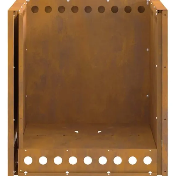 Best Moderne firkantet bålsted i forvitret stål | Størrelse: 48x48x50 cm | Farve: Brun Pejse
