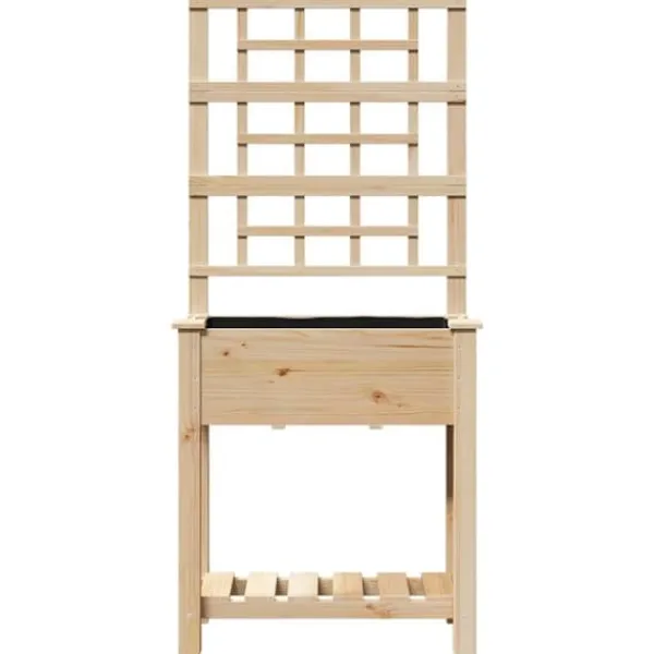 Plantningsbænke^Moderne havekasse med espalier og hylde - Rektangulær | Farve: Beige | Størrelse: 71x38x152 cm