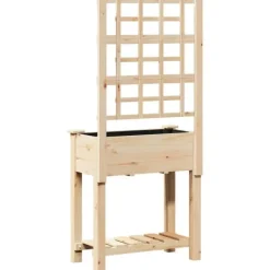 Plantningsbænke^Moderne havekasse med espalier og hylde - Rektangulær | Farve: Beige | Størrelse: 71x38x152 cm