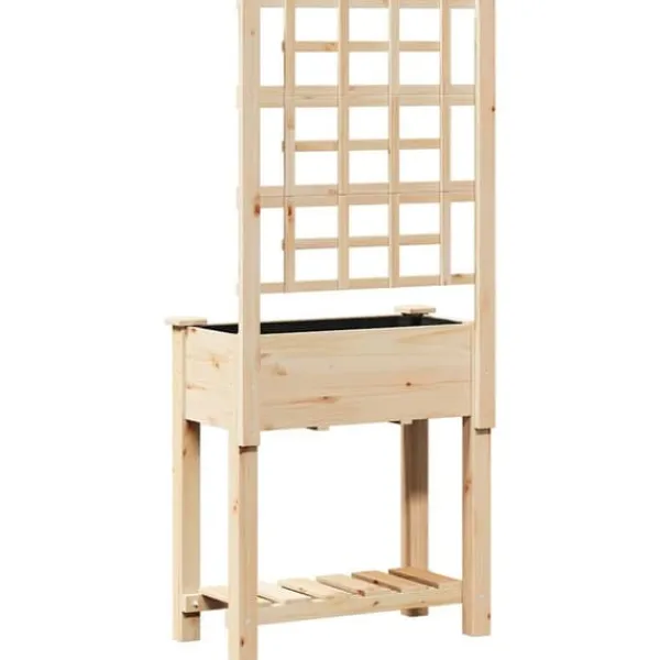 Plantningsbænke^Moderne havekasse med espalier og hylde - Rektangulær | Farve: Beige | Størrelse: 71x38x152 cm
