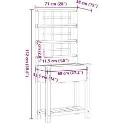 Plantningsbænke^Moderne havekasse med espalier og hylde - Rektangulær | Farve: Beige | Størrelse: 71x38x152 cm
