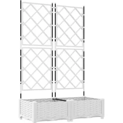 Online Moderne havekrukke med espalier 2 stk | Farve: Hvid | Størrelse: 80x40x125,5 cm Krukker & Plantebeholdere