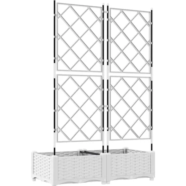 Online Moderne havekrukke med espalier 2 stk | Farve: Hvid | Størrelse: 80x40x125,5 cm Krukker & Plantebeholdere