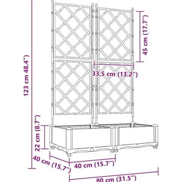 Online Moderne havekrukke med espalier 2 stk | Farve: Hvid | Størrelse: 80x40x125,5 cm Krukker & Plantebeholdere