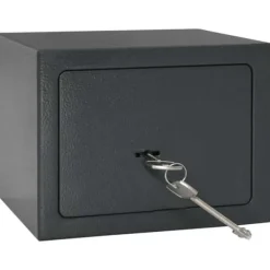 Pengeskabe^Moderne metal sikkerhedsboks med lås - Indendørs opbevaring | Størrelse: 17x23x17 cm | Farve: Grå