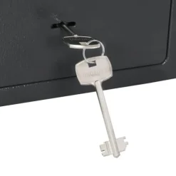 Pengeskabe^Moderne metal sikkerhedsboks med lås - Indendørs opbevaring | Størrelse: 17x23x17 cm | Farve: Grå