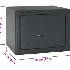 Pengeskabe^Moderne metal sikkerhedsboks med lås - Indendørs opbevaring | Størrelse: 17x23x17 cm | Farve: Grå
