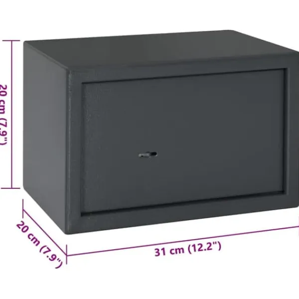 Clearance Moderne metal sikkerhedsboks med lås - Sikkerhed til kontoret | Størrelse: 20x31x20 cm | Farve: Grå Pengeskabe