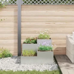 Krukker & Plantebeholdere^Moderne metalhavekrukke i galvaniseret stål - Rektangulær | Størrelse: 100x100x60 cm | Farve: Sølv