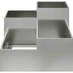 Krukker & Plantebeholdere^Moderne metalhavekrukke i galvaniseret stål - Rektangulær | Størrelse: 100x100x60 cm | Farve: Sølv