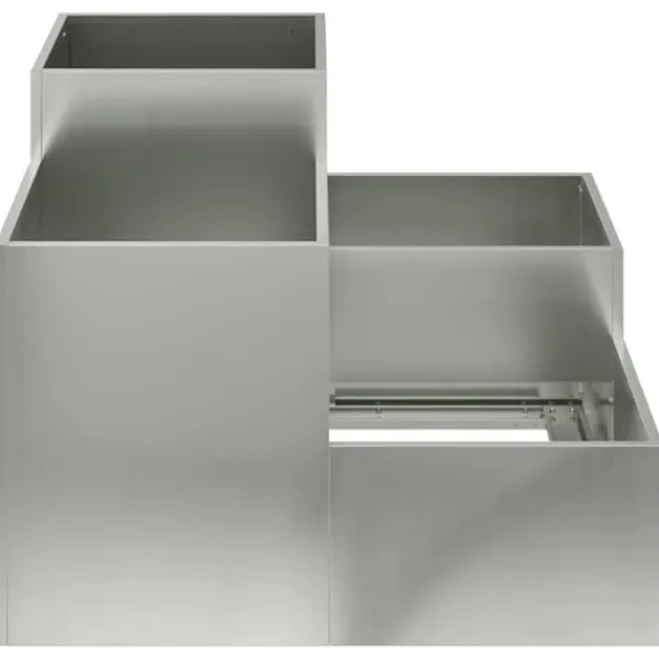 Krukker & Plantebeholdere^Moderne metalhavekrukke i galvaniseret stål - Rektangulær | Størrelse: 100x100x60 cm | Farve: Sølv