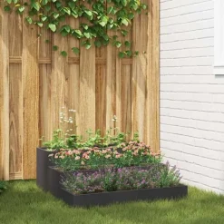 Plantningsbænke^Moderne metalhavekrukke i stål - Designet til udendørs brug | Størrelse: 90x90x35 cm | Farve: Sort