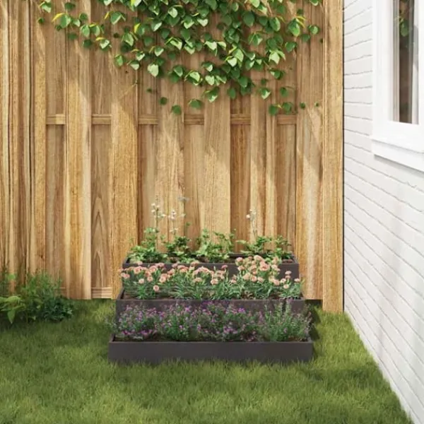 Plantningsbænke^Moderne metalhavekrukke i stål - Designet til udendørs brug | Størrelse: 90x90x35 cm | Farve: Sort