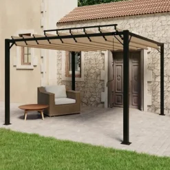 Buer, Spalier, Lysthuse Uden Tag^Moderne pavillon med lameltag 3x3 m - Robust aluminiumsramme | Farve: Gråbrun