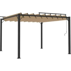 Buer, Spalier, Lysthuse Uden Tag^Moderne pavillon med lameltag 3x3 m - Robust aluminiumsramme | Farve: Gråbrun