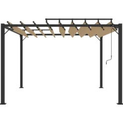 Buer, Spalier, Lysthuse Uden Tag^Moderne pavillon med lameltag 3x3 m - Robust aluminiumsramme | Farve: Gråbrun