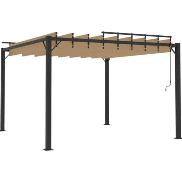 Buer, Spalier, Lysthuse Uden Tag^Moderne pavillon med lameltag 3x3 m - Robust aluminiumsramme | Farve: Gråbrun