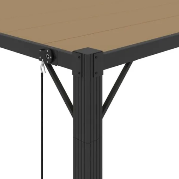 Buer, Spalier, Lysthuse Uden Tag^Moderne pavillon med lameltag 3x3 m - Robust aluminiumsramme | Farve: Gråbrun