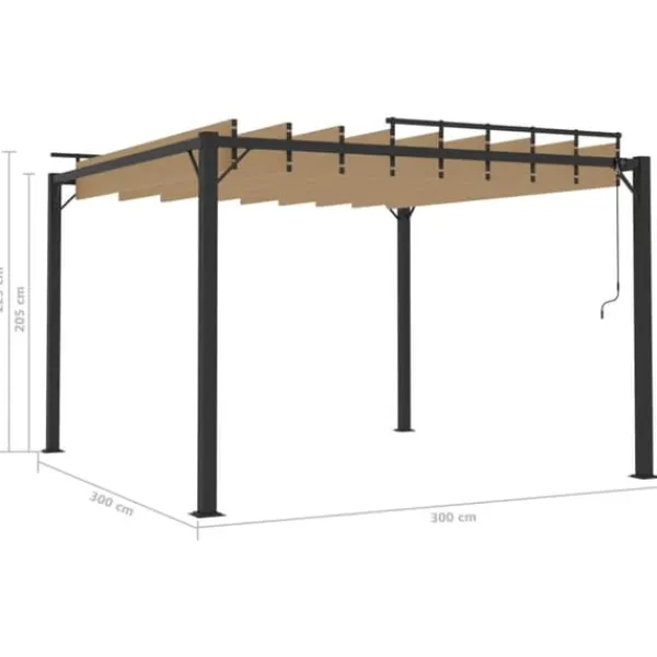 Buer, Spalier, Lysthuse Uden Tag^Moderne pavillon med lameltag 3x3 m - Robust aluminiumsramme | Farve: Gråbrun