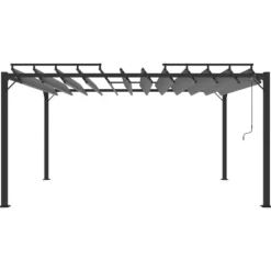 Buer, Spalier, Lysthuse Uden Tag^Moderne pavillon med lameltag 3x4 m i aluminium og stof | Farve: Antracitgrå
