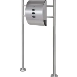 Postkasser & Brevindkast^Moderne postkasse i rustfrit stål med stander | Farve: Stål | Størrelse: Standard
