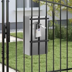 Postkasser & Brevindkast^Moderne postkasse i rustfrit stål - Rektangulær | Farve: Sort | Størrelse: 30x23x55 cm