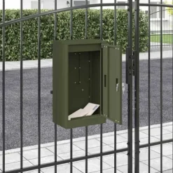Postkasser & Brevindkast^Moderne postkasse i stål - Rektangulær olivengrøn | Størrelse: 30x23x55 cm
