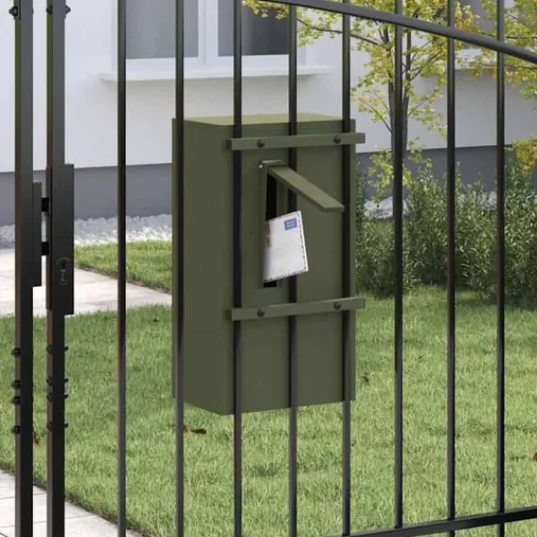 Postkasser & Brevindkast^Moderne postkasse i stål - Rektangulær olivengrøn | Størrelse: 30x23x55 cm