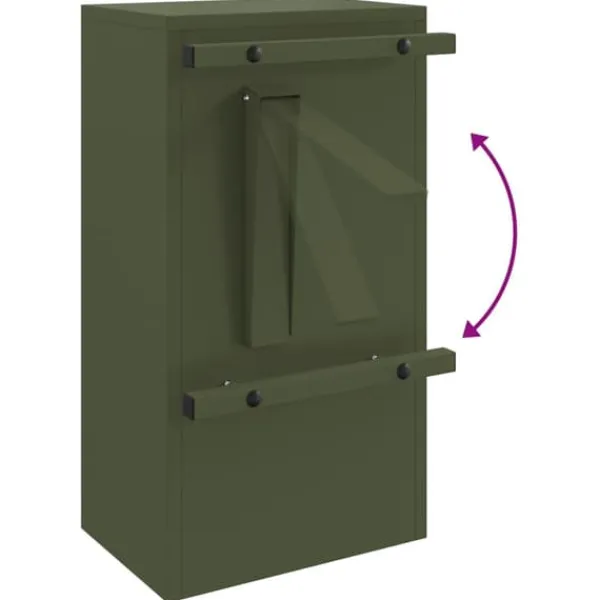 Postkasser & Brevindkast^Moderne postkasse i stål - Rektangulær olivengrøn | Størrelse: 30x23x55 cm
