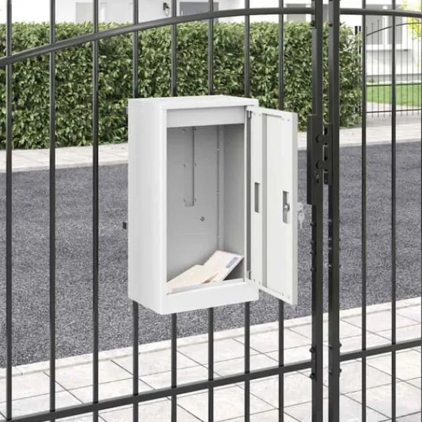 New Moderne postkasse i stål - Rektangulær design | Farve: Hvid | Størrelse: 30x23x55 cm Postkasser & Brevindkast