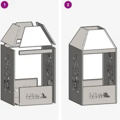 Pejse^Moderne rektangulær bålsted i koldvalset stål | Farve: Sort | Størrelse: 50x50x100 cm