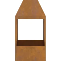 Pejse^Moderne rektangulært bålsted i stål - Udendørs pejs | Størrelse: 50x50x100 cm | Farve: Brun