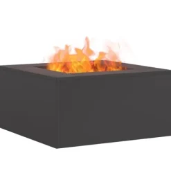 Brændeovne^Moderne rektangulært bålsted i koldvalset stål | Størrelse: 60x60x30 cm | Farve: Sort