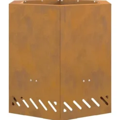 Moderne sekskantet bålfad i forvitret stål - 48x48x51 cm | Farve: Brun Pejse