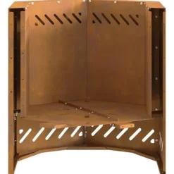 Moderne sekskantet bålfad i forvitret stål - 48x48x51 cm | Farve: Brun Pejse