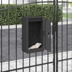 Postkasser & Brevindkast^Moderne stål postkasse - Rektangulær og vandafvisende | Farve: Sort | Størrelse: 30x23x55 cm