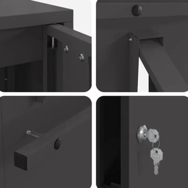 Postkasser & Brevindkast^Moderne stål postkasse - Rektangulær og vandafvisende | Farve: Sort | Størrelse: 30x23x55 cm