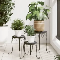 New Mosaik planteborde i 3 stk. - Keramisk top | Farve: Sort og Hvid Plantestativer