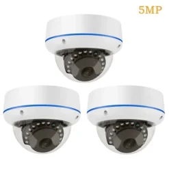 Sikkerhedsmonitorer & Videokameraer^5MP POE IP Kamera, Indendørs Dome, Vandal-sikker,3pc 5MP POE Kamera, 2.8mm