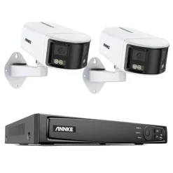 Sikkerhedsmonitorer & Videokameraer^8MP Sikkerhedskamera, Dobbelt Linse, 180 Graders Panoramisk, 8CH NVR,Ingen, 8CH NVR 2Pcs Kits