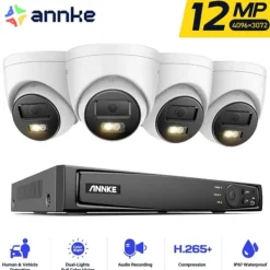 Sikkerhedsmonitorer & Videokameraer^12MP Sikkerhedskamerasystem, Ultra HD Opløsning, Avanceret Bevægelsesregistrering,4 stk. 12MP type 1, Ingen