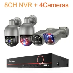 Sikkerhedsmonitorer & Videokameraer^8MP Sikkerhedskamerasystem, Natvision, AI Detektion, To-Vejs Lyd,