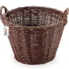 Mørk flettet gårdkurv til høst af frugt, grøntsager, kartofler, urtepotte, ballon, 45 cm, jute, fastgjort med stropper Havekurve