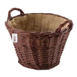 Best Mørk flettet gårdkurv til høst af frugt, grøntsager, kartofler, urtepotte, røgballon, 60 cm, uden indsats Havekurve