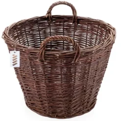 Best Mørk flettet gårdkurv til høst af frugt, grøntsager, kartofler, urtepotte, røgballon, 60 cm, uden indsats Havekurve