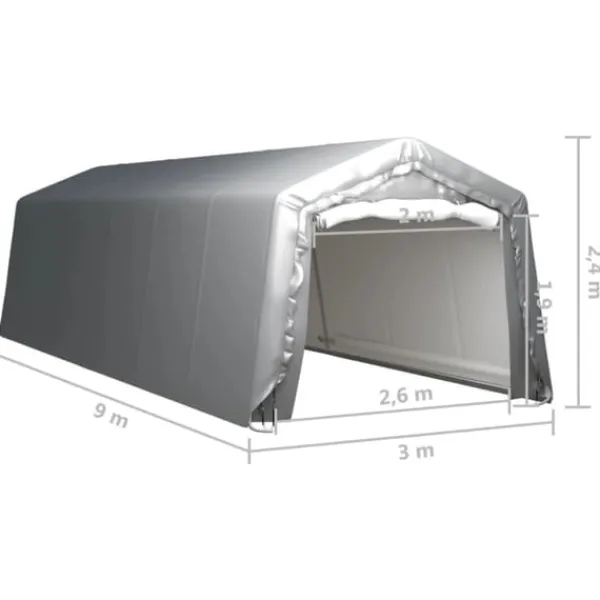 Telte & Lysthuse^Multifunktionelt opbevaringstelt 300x900 cm - Vandtæt & UV-resistent | Farve: Grå | Størrelse: 300x900 cm