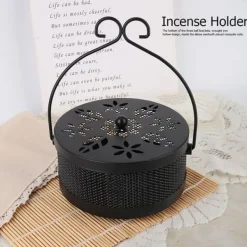 Insektmiddel & Dyreafvisende Middel^Myggespiralholder Metal Askeholder Rund Bærbar Spiral Røgelsesboks (Sort)